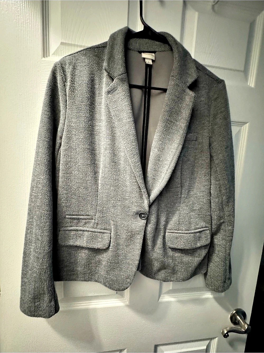 Merona Herringbone Blazer in Gray Size large